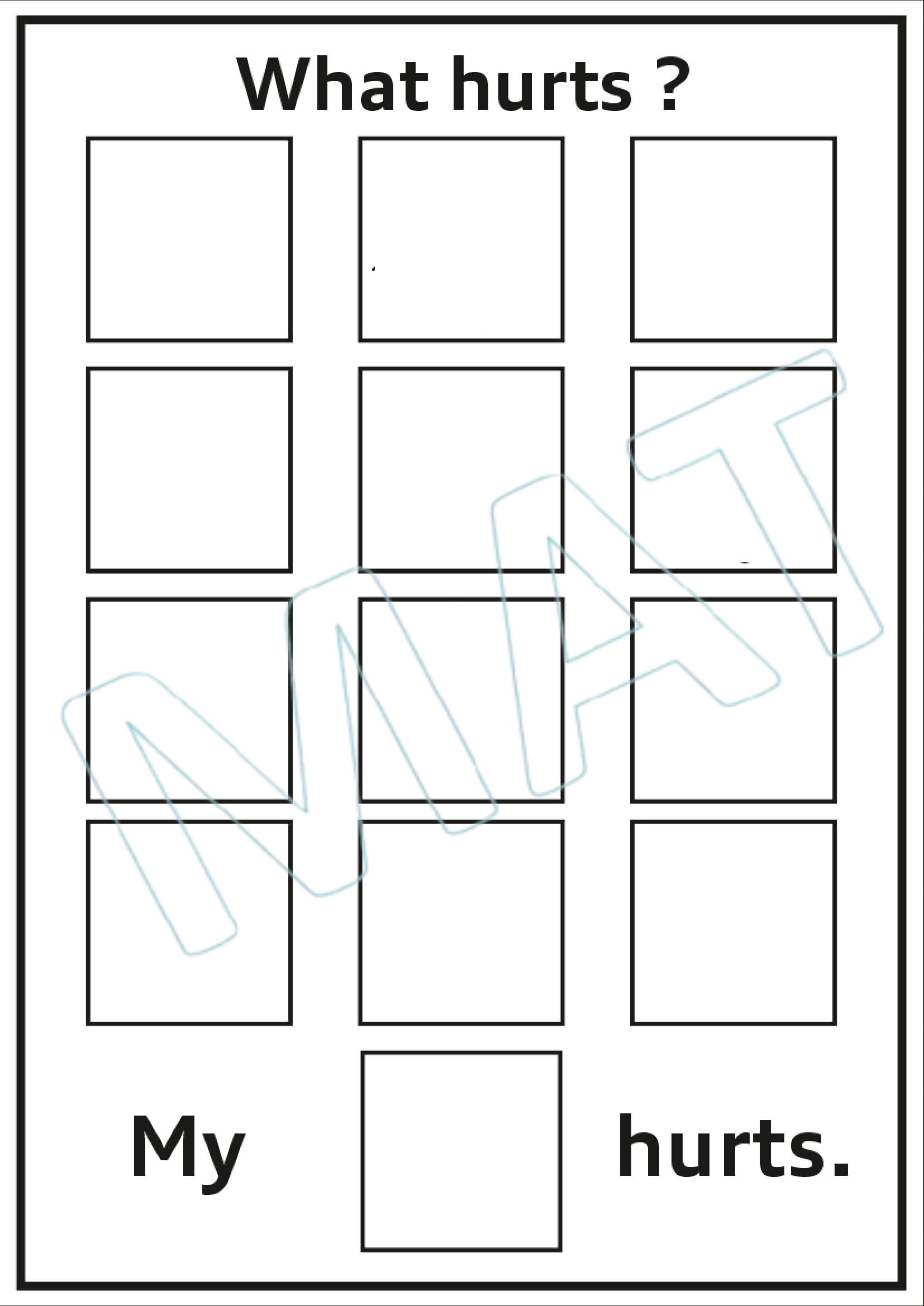 Visual Communication Board- What Body Hurts?